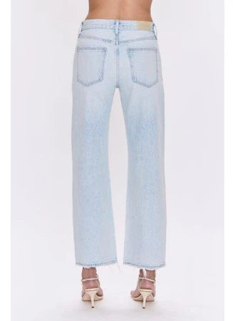 Lexi Mid Rise Bowed Straight - Solstice Distresse