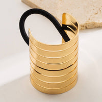 Sleek Oval Metal Elastic Hair Tie for Women
