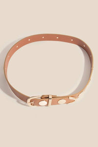 Metallic Disc Studded Faux Leather Belt
