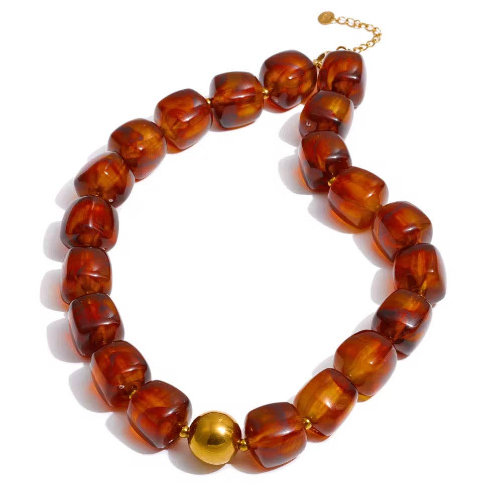 Pebbles Brown Beaded Necklace