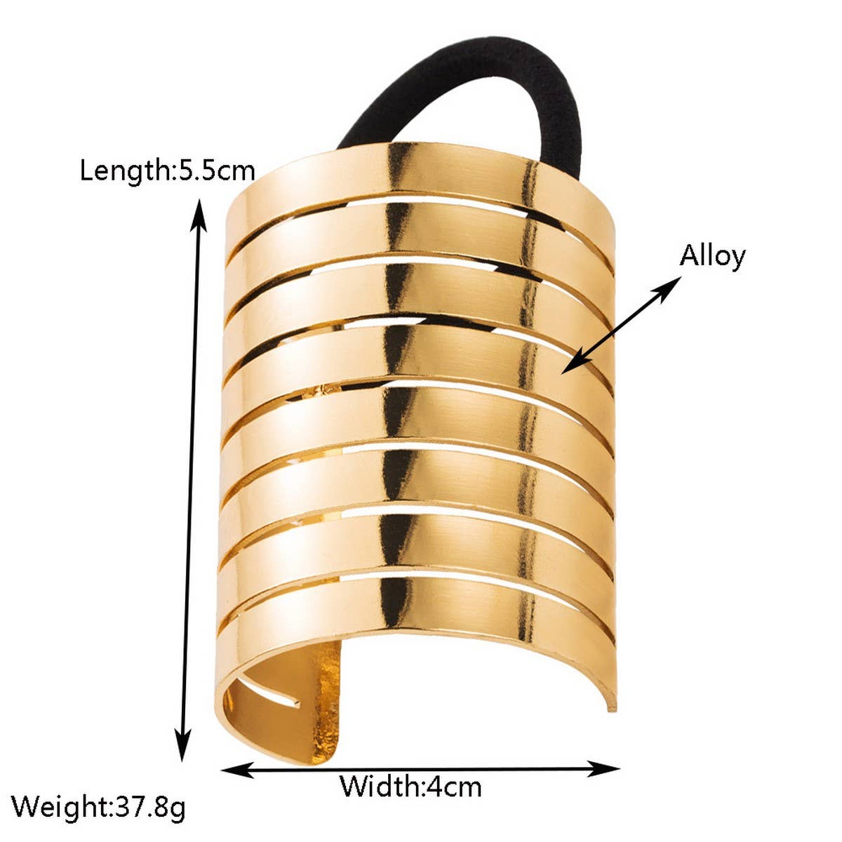 Sleek Oval Metal Elastic Hair Tie for Women