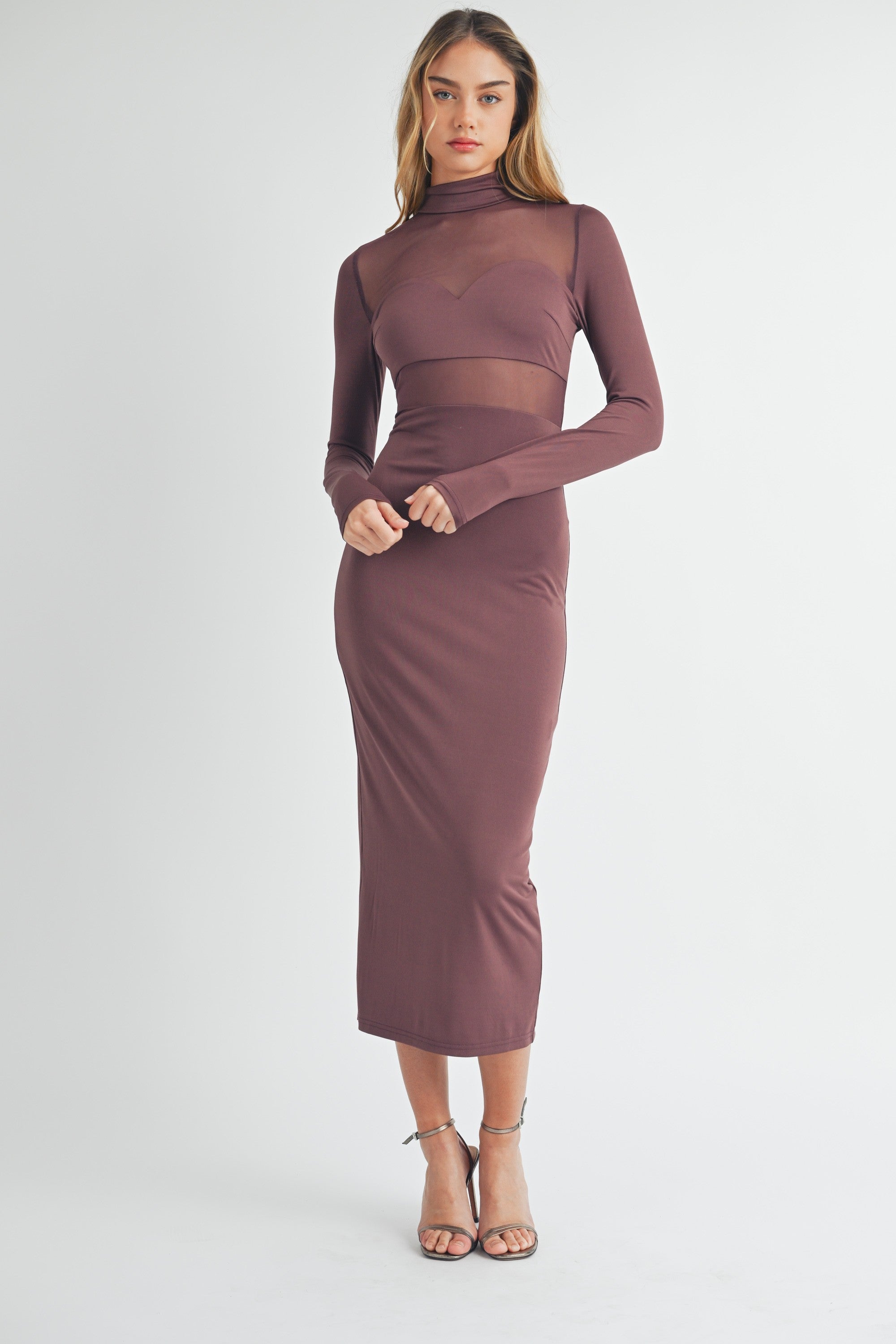 Whitney Midi Dress Dark Plum ABEDNEGO