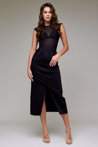 Bella Black Denim Skirt