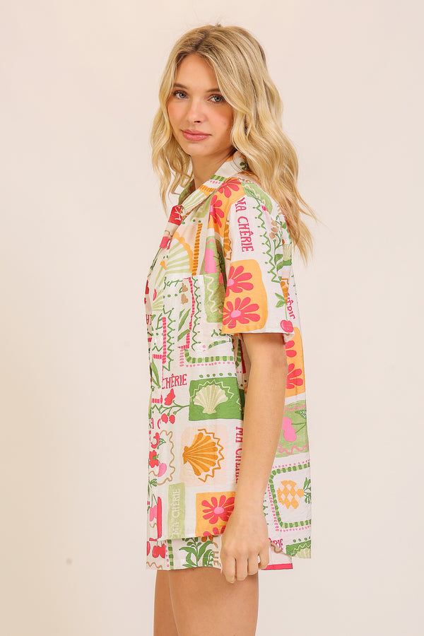 Coastal Vibrant Print Blouse