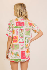 Coastal Vibrant Print Blouse