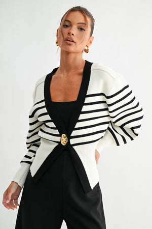 Blake Sculptural Button Knit Cardigan