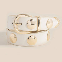 Metallic Disc Studded Faux Leather Belt