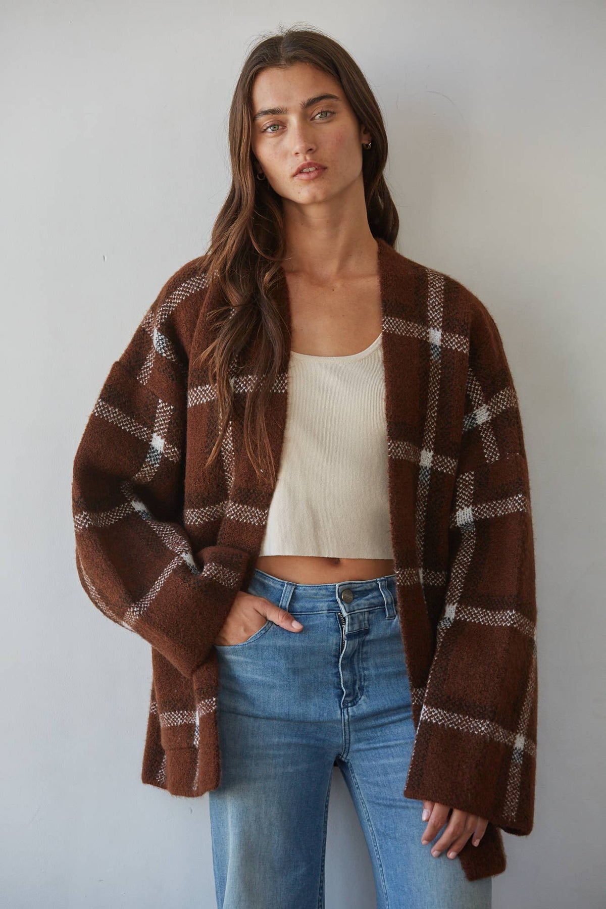 Knit Sweater Open Front Long Sleeve Cardigan Top
