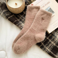 Bow Embroidery Thick Socks