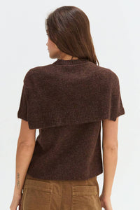 Remi Short Sleeve Faux Scarf Overlay Knit Top