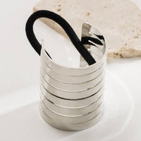 Sleek Oval Metal Elastic Hair Tie for Women