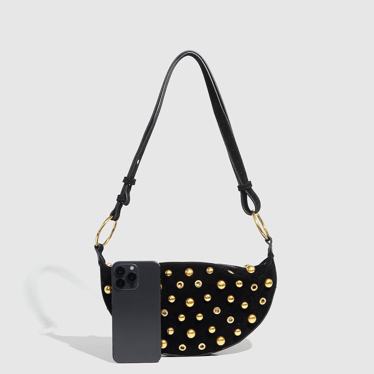 Studded Polka Dot Punk Shoulder Bag