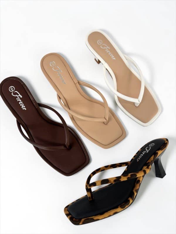 Leopard Thong Heel Sandals