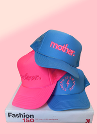 Mother Embroidered Trucker Hat -  Neon Pink