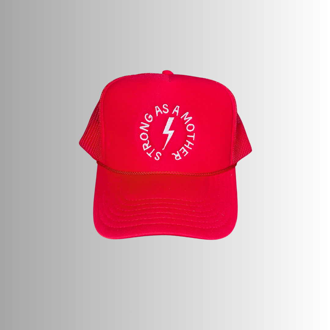 Strong as a mother™ Embroidered Trucker Hat - Red