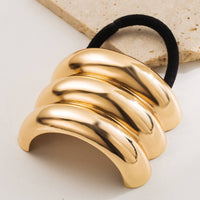 Sleek Oval Metal Elastic Hair Tie for Women