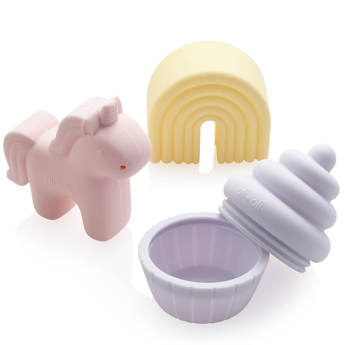 Ali+Oli 3pc Unicorn Bath Toys BPA-Free Food-Grade Silicone