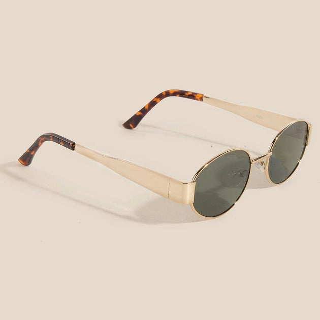 Metal Frame Oval Sunglasses - Assorted