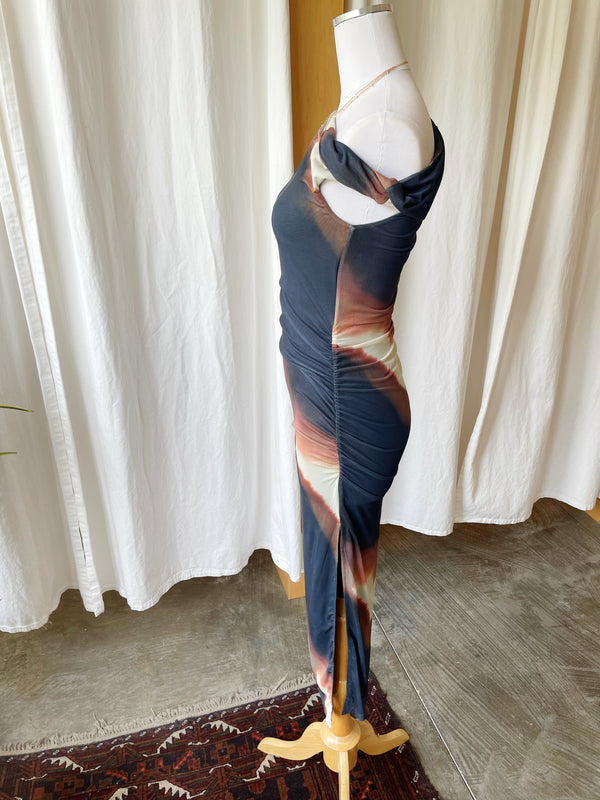 Ember Asymmetrical Mesh Midi