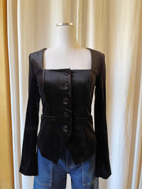 Velvet Button Down Top