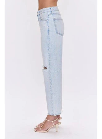 Lexi Mid Rise Bowed Straight - Solstice Distresse