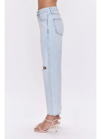 Lexi Mid Rise Bowed Straight - Solstice Distresse