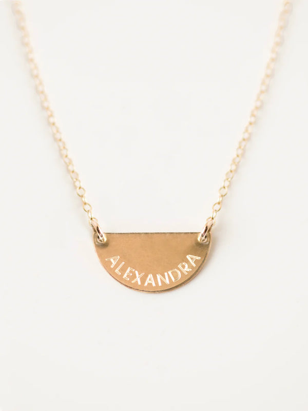 Half Moon Necklace with 'MAMA' engraved on it