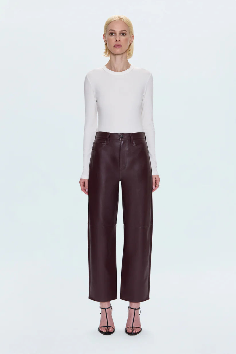 Jett High Rise Bowed Straight Pant - Cabernet