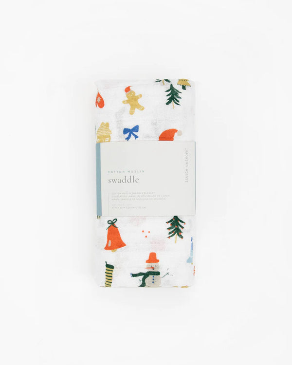 Cotton Muslin Swaddle Blanket - Christmas Time