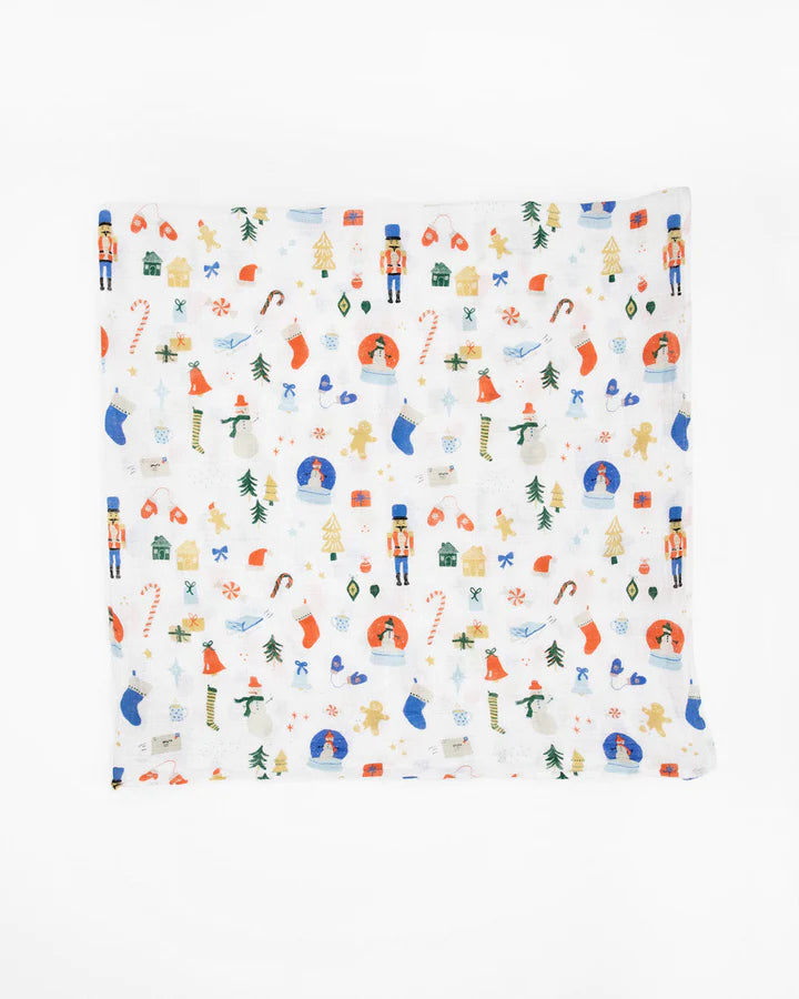 Cotton Muslin Swaddle Blanket - Christmas Time