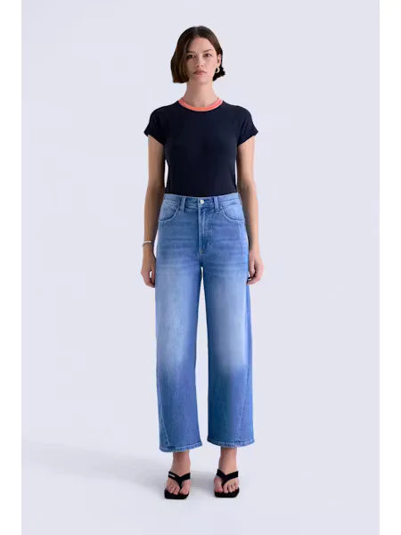 Kyra High Rise Bowed Ankle Denim - Hidden Gem