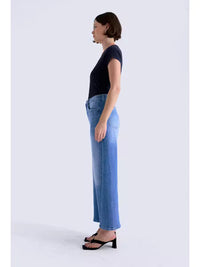 Kyra High Rise Bowed Ankle Denim - Hidden Gem