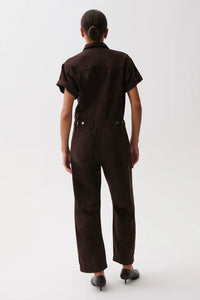 Cruz Short Sleeve Barrel Jumpsuit - Mocha
