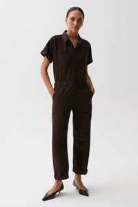 Cruz Short Sleeve Barrel Jumpsuit - Mocha