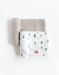 Cotton Muslin Swaddle 2 Pack Set - Christmas Powder Party