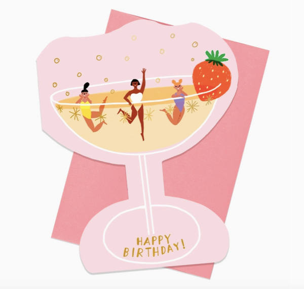 Champagne - Shaped Birthday Card
