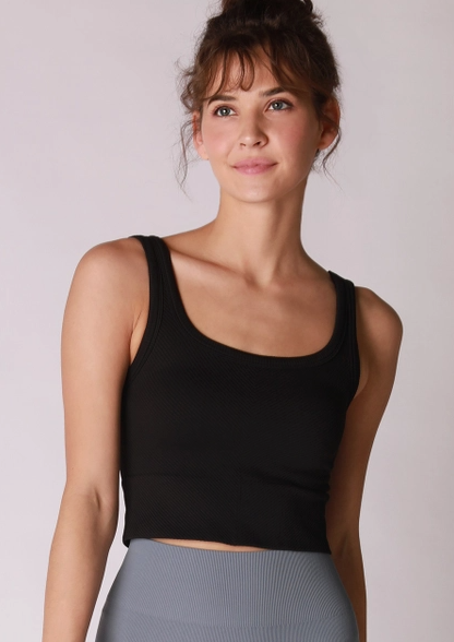 Chevron Ribbed Crop Top - ASSORTED COLORS