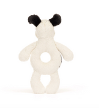 Bashful Black & Cream Puppy Ring Rattle