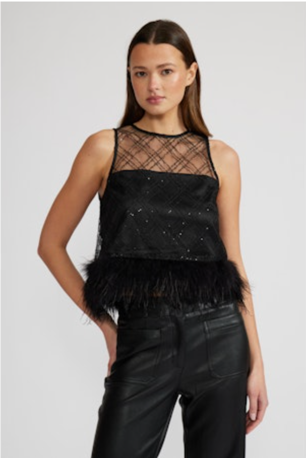 Miley Feather Trim Top