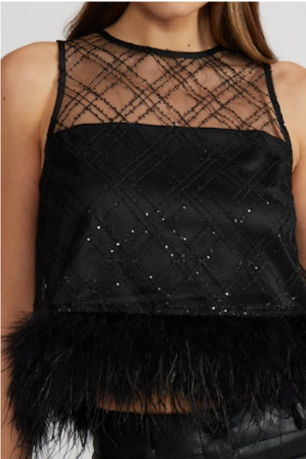 Miley Feather Trim Top