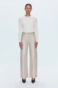 Tate High Rise Bowed Wide Leg Jean - Champagne Luster