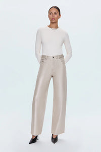 Tate High Rise Bowed Wide Leg Jean - Champagne Luster