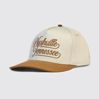Nashville Tennessee Cursive Snapback [Camel/Cream] - NASH Collection