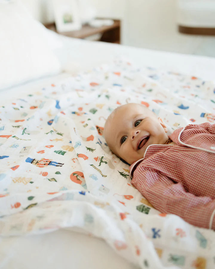 Cotton Muslin Swaddle Blanket - Christmas Time