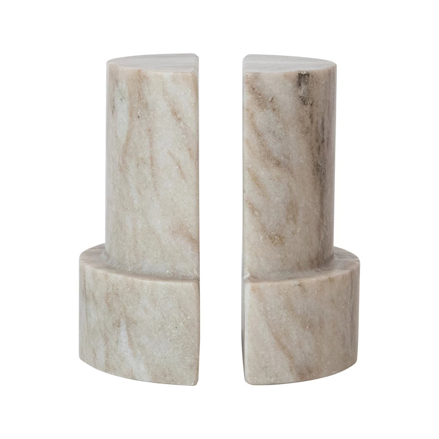 Marble Column Shaped Bookends