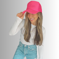 Mother Embroidered Trucker Hat -  Neon Pink