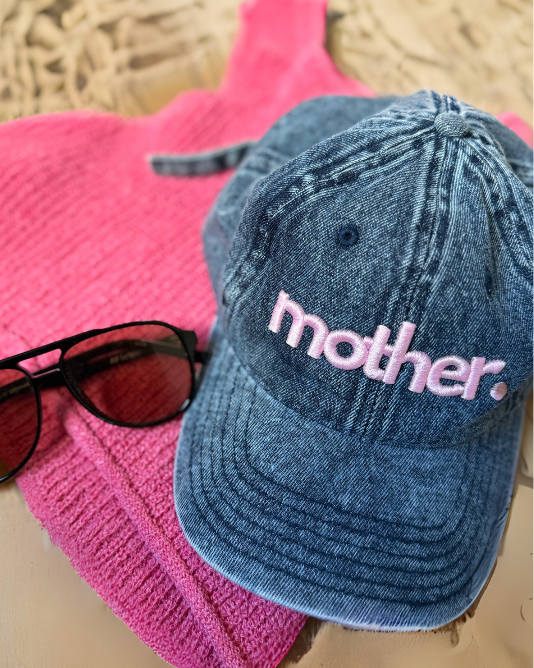 Mother Embroidered Dad Hat - Washed Denim
