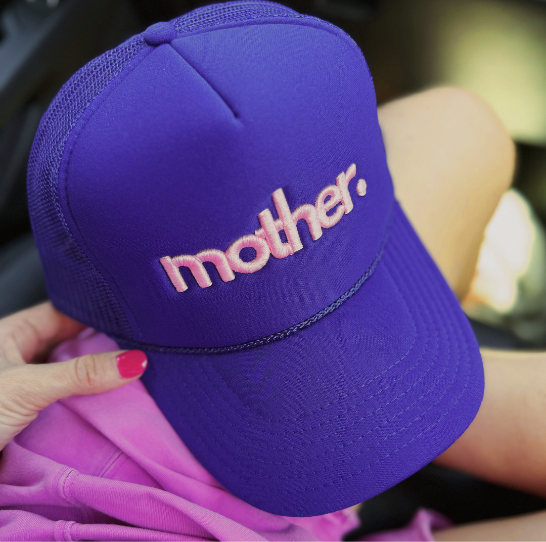 Mother Embroidered Trucker Hat -  Purple