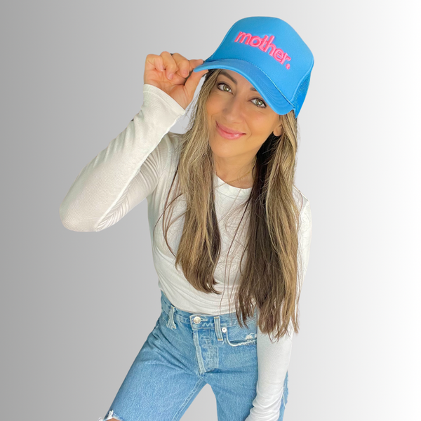 Mother Embroidered Trucker Hat -  Sky Blue