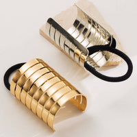 Sleek Oval Metal Elastic Hair Tie for Women